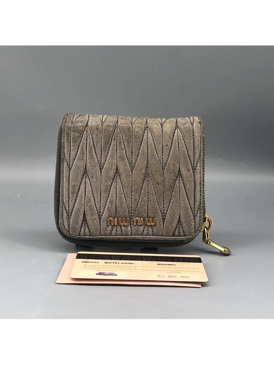 Miu Miu Handbags - Authentic Miu Miu Matelassé Zip Around Wallet Marmo Grey w/ Receipt & Auth Card